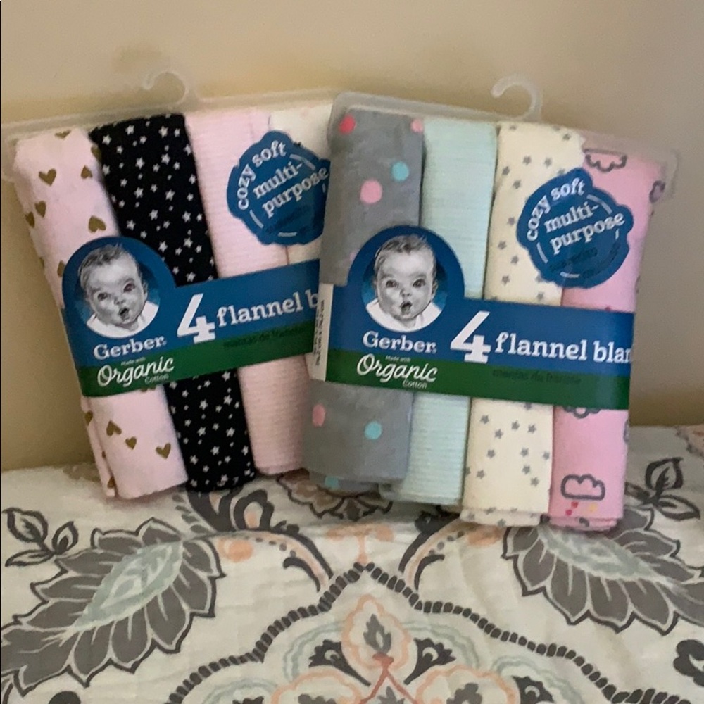 Gerber Flannel Blankets (4 pack x2)